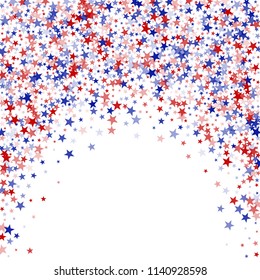 Liberty Symbolic Stars Confetti. USA Concept Poster Pattern Design. United States Texture. Screen, Cover Print Design Background.