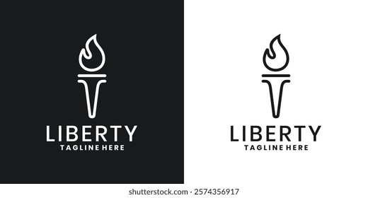 Liberty torch statue logo icon design template