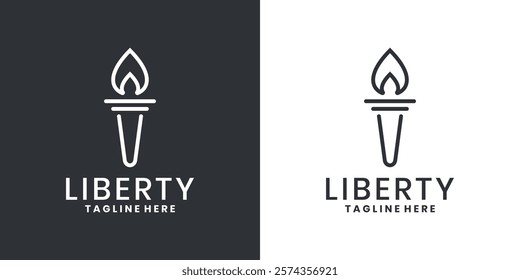 Liberty torch statue logo icon design template