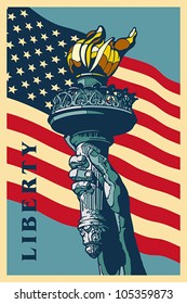 Liberty Torch. USA landmark and symbol of Freedom and Democracy. EPS 8, CMYK