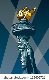 Liberty Torch. USA landmark and symbol of Freedom and Democracy. EPS 8, CMYK