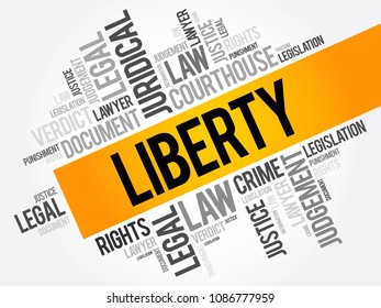 Liberty word cloud collage, law concept background