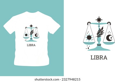 libra astrological sign t shirt design editable template