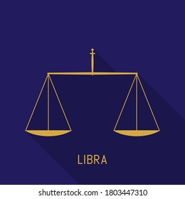 Libra - astrological sign in the Zodiac. Isolated on dark blue background. Vector illustration.