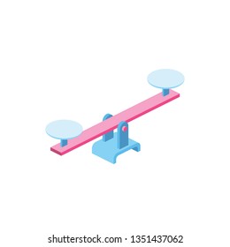 Libra balance Medicine 3d vector icon isometric pink and blue color minimalism illustrate