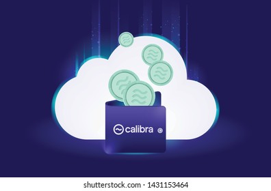 Libra blockchain in coin shape, Use coin via Calibra E-wallet. Libra is a well-known new digital currency