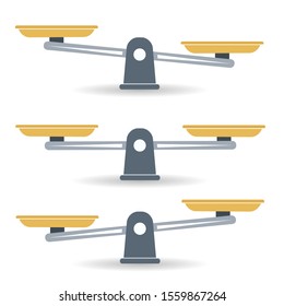 Libra. Bowls of scales in balance, an imbalance of scales. Vector illustration