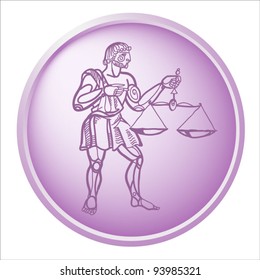 libra, button with sign of the zodiac