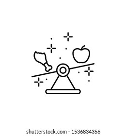 Libra chicken's leg apple icon. Simple line, outline vector of diet icons for ui and ux, website or mobile application