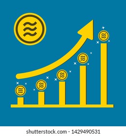 Libra coin concept growth chart on medal coin background.vector Illustrator
