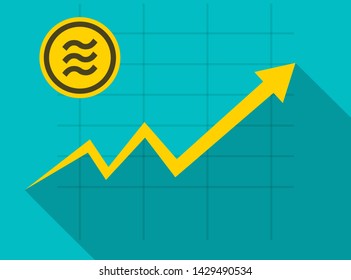 Libra coin concept growth chart on medal coin background.vector Illustrator
