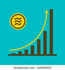 Libra coin concept growth chart on medal coin background.vector Illustrator
