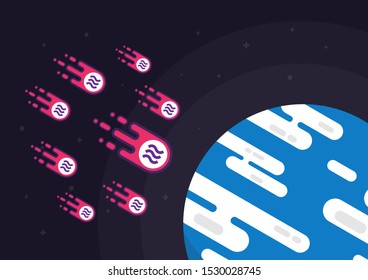 Libra coin meteor falling to earth