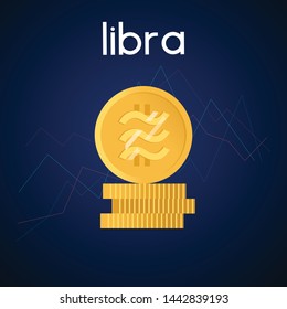 Libra coin new cryptocurrency logo design. Blockchain technology logo icon template. Crypto and bitcoin logotype illustration and vector