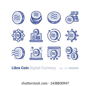 Libra Coin vector icon collection design