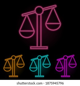 libra color neon set. Simple thin line, outline vector of web icons for ui and ux, website or mobile application
