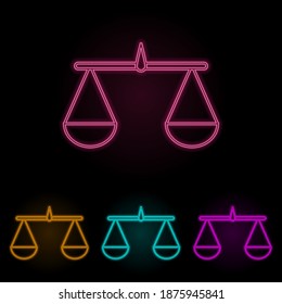 Libra color neon set. Simple thin line, outline vector of web icons for ui and ux, website or mobile application