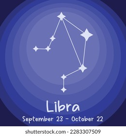 Libra constellation ilustration. Zodiacal circle. Black hand drawn stars on white background. Starry sky. Horoscope, predictions and prophecies. Abstract Vector illustration.