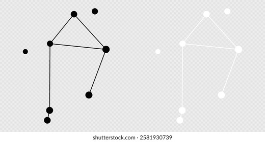 Libra constellation map set. Vector illustration.