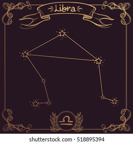 Libra constellation. Schematic representation of the signs of the zodiac.