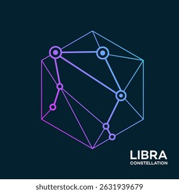  Libra Constellation Tech Logo: Projeto de vetor de rede Hexagon