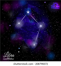 Libra Constellation With Triangular Background. True star and nebulosity positions.   EPS 10. Smartly layered. Mask was used.