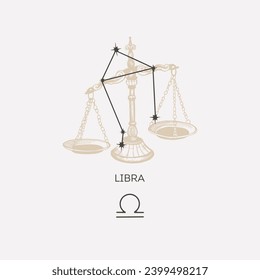 Libra constellation vector illustration. Libra constellation astrological drawing