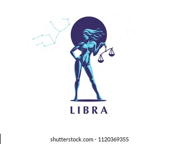 Libra Constellation Libra Woman Holding Scales Stock Vector (Royalty ...