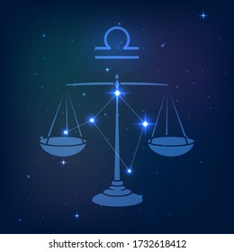 Libra - constellation of the zodiac in the night starry sky