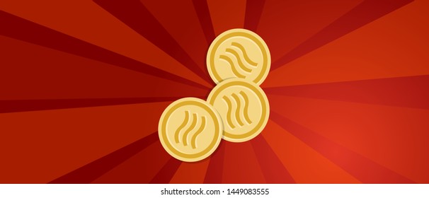 Libra crypto revolution and global currency block chain business banner concept red shine gold coin. Vector illustration