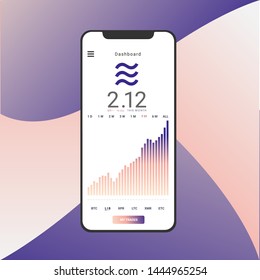 Libra cryptocurrency app template .New cryptocurrency. Calibra is a new digital wallet for a new digital currency Libra. Cryptocurrency coin sign isolated. Vector template design, eps 10.