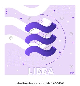 Libra cryptocurrency.New cryptocurrency. Calibra is a new digital wallet for a new digital currency Libra. Cryptocurrency coin sign isolated. Vector template design, eps 10.