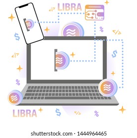 Libra cryptocurrency.New cryptocurrency. Calibra is a new digital wallet for a new digital currency Libra. Cryptocurrency coin sign isolated. Vector template design, eps 10.