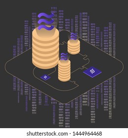 Libra cryptocurrency.New cryptocurrency. Calibra is a new digital wallet for a new digital currency Libra. Cryptocurrency coin sign isolated. Vector template design, eps 10.