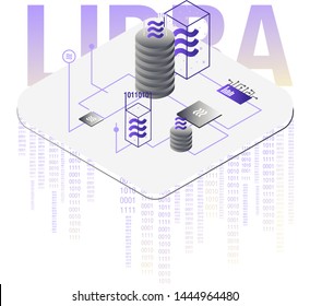 Libra cryptocurrency.New cryptocurrency. Calibra is a new digital wallet for a new digital currency Libra. Cryptocurrency coin sign isolated. Vector template design, eps 10.