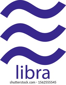Libra cryptocurrency purple logo with text isolated on white.
