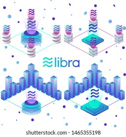 Libra cryptocurrency template design.New cryptocurrency. Calibra is a new digital wallet for a new digital currency Libra. Cryptocurrency coin sign isolated. Vector template design, eps 10.