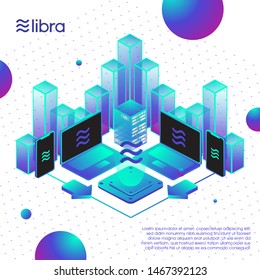 Libra cryptocurrency template design.New cryptocurrency. Calibra is a new digital wallet for a new digital currency Libra. Cryptocurrency coin sign isolated. Vector template design, eps 10.