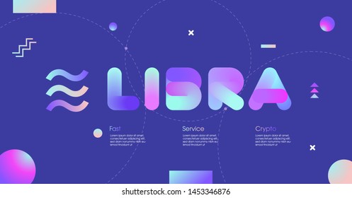 Libra cryptocurrency web template design.New cryptocurrency. Calibra is a new digital wallet for a new digital currency Libra. Cryptocurrency coin sign isolated. Vector template design, eps 10.