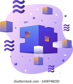Libra cryptocurrency web template design.New cryptocurrency. Calibra is a new digital wallet for a new digital currency Libra. Cryptocurrency coin sign isolated. Vector template design, eps 10.