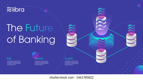 Libra cryptocurrency web template design.New cryptocurrency. Calibra is a new digital wallet for a new digital currency Libra. Cryptocurrency coin sign isolated. Vector template design, eps 10.