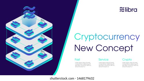 Libra cryptocurrency web template design.New cryptocurrency. Calibra is a new digital wallet for a new digital currency Libra. Cryptocurrency coin sign isolated. Vector template design, eps 10.