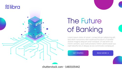 Libra cryptocurrency web template design.New cryptocurrency. Calibra is a new digital wallet for a new digital currency Libra. Cryptocurrency coin sign isolated. Vector template design, eps 10.