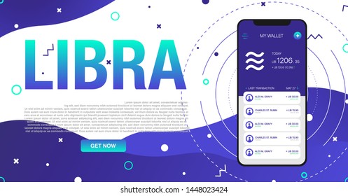 Libra cryptocurrency web template .New cryptocurrency. Calibra is a new digital wallet for a new digital currency Libra. Cryptocurrency coin sign isolated. Vector template design, eps 10.