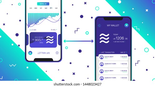 Libra cryptocurrency web template .New cryptocurrency. Calibra is a new digital wallet for a new digital currency Libra. Cryptocurrency coin sign isolated. Vector template design, eps 10.