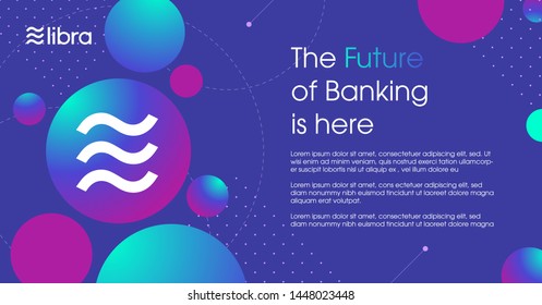 Libra cryptocurrency web template .New cryptocurrency. Calibra is a new digital wallet for a new digital currency Libra. Cryptocurrency coin sign isolated. Vector template design, eps 10.