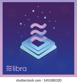 Libra cryptocurrency web template .New cryptocurrency. Calibra is a new digital wallet for a new digital currency Libra. Cryptocurrency coin sign isolated. Vector template design, eps 10.