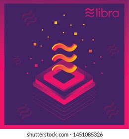 Libra cryptocurrency web template .New cryptocurrency. Calibra is a new digital wallet for a new digital currency Libra. Cryptocurrency coin sign isolated. Vector template design, eps 10.