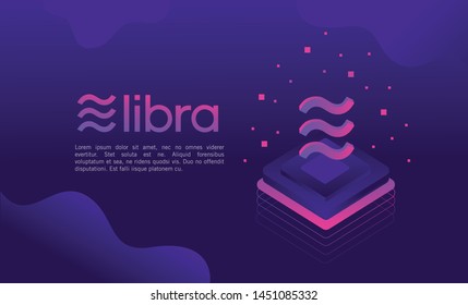 Libra cryptocurrency web template .New cryptocurrency. Calibra is a new digital wallet for a new digital currency Libra. Cryptocurrency coin sign isolated. Vector template design, eps 10.
