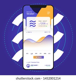 Libra cryptocurrency web template .New cryptocurrency. Calibra is a new digital wallet for a new digital currency Libra. Cryptocurrency coin sign isolated. Vector template design, eps 10.